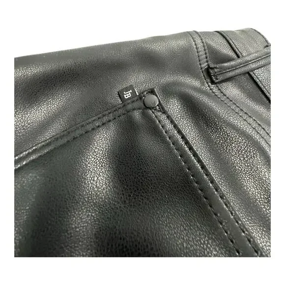Judy Blue Black Faux Leather Bootcut Pants 14W 34X32 Mob Wife Monochrome - Picture 8 of 9